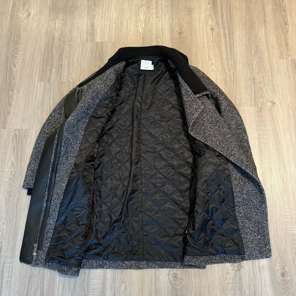 COPY - vince women’s coat size L black gray full zip wool blend lamb leather - Picture 3 of 12